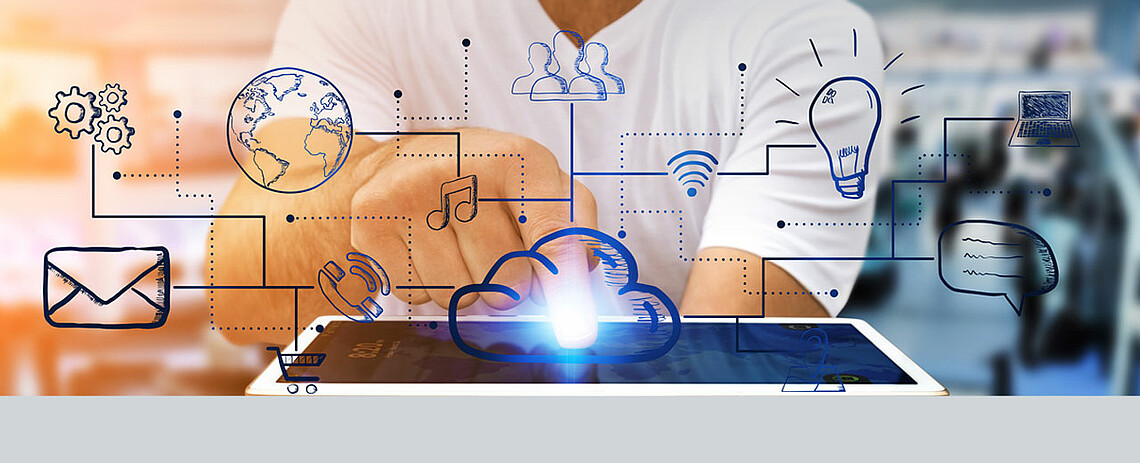 Woman with Tablet using SAM District Energy Headerimage